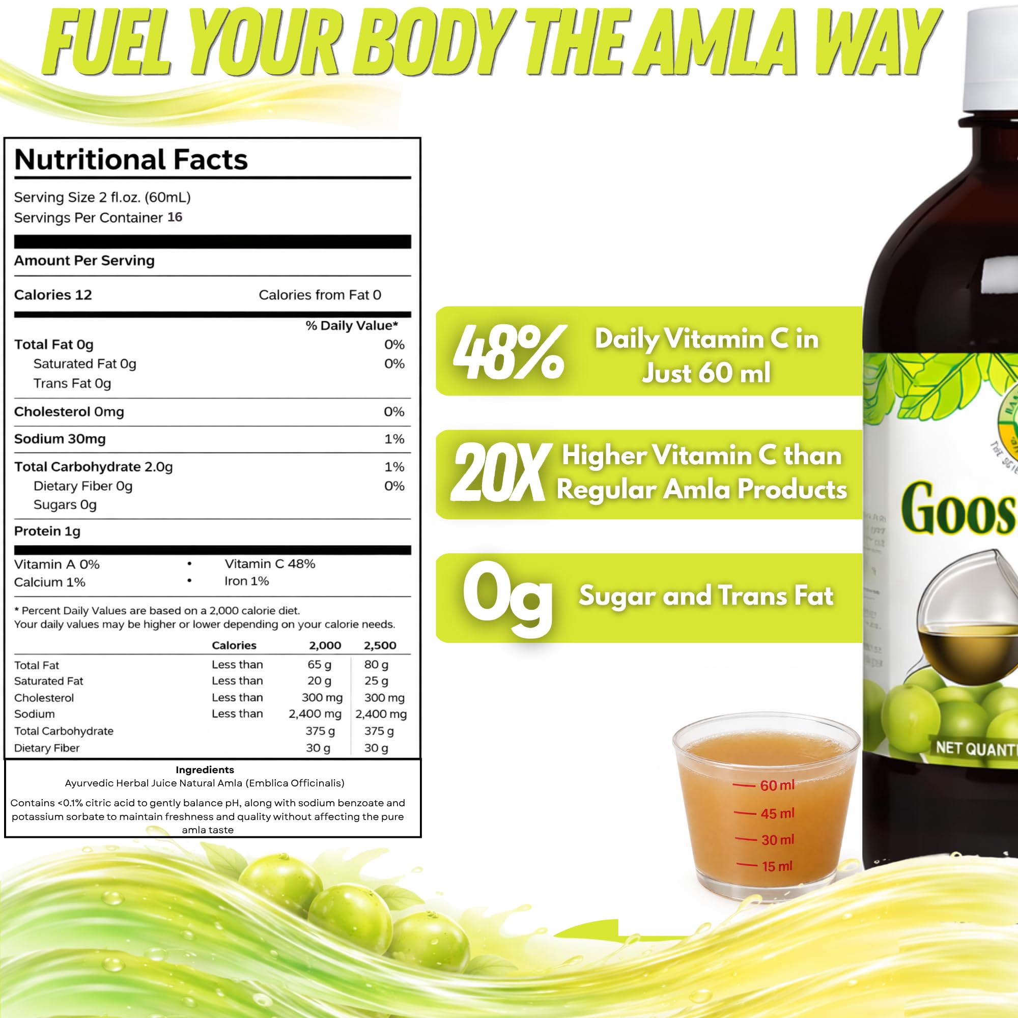 Basic Ayurveda Amla (Gooseberry) Juice | 32.46 Fl Oz (960ml) | Rich in Natural Vitamin C for Immunity, Skin Glow & Hair Health | Herbal Detox & Daily Ayurvedic Wellness Drink | No Added Sugar — Amazon image 2