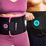 Waist Trimmer Belt Bundle for Men & Women – Sweat Band Waist Trainer Belt for a Toned Look - Reinforced Trim and Double Velcro (Blue & Pink Hem, Large: 9” x 46”)