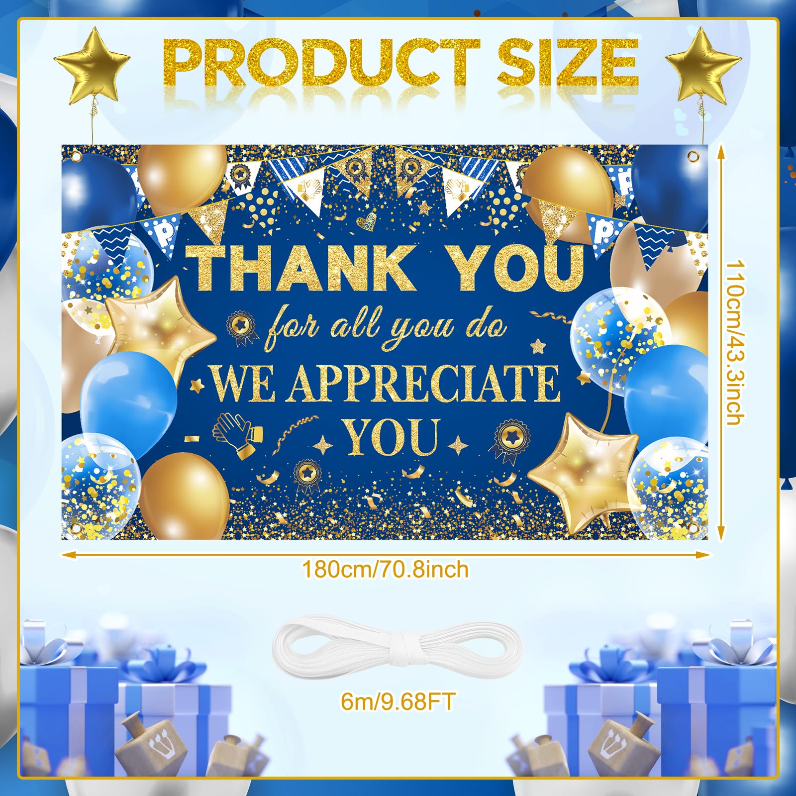We Appreciate You Banner Thank You Pastor Appreciation Decorations Banner Thank You For All You Do Backdrop Employee Staff Appreciate Gifts for Teacher Doctor Nurse Retirement Party Decorations