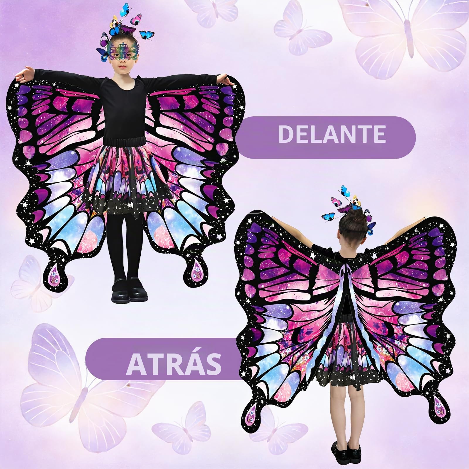 Disfraz Mariposa Niña Disfraz de Mariposa Niña Alas de Mariposas Capa de Mariposas para Carnaval Halloween Fiestas Cosplay