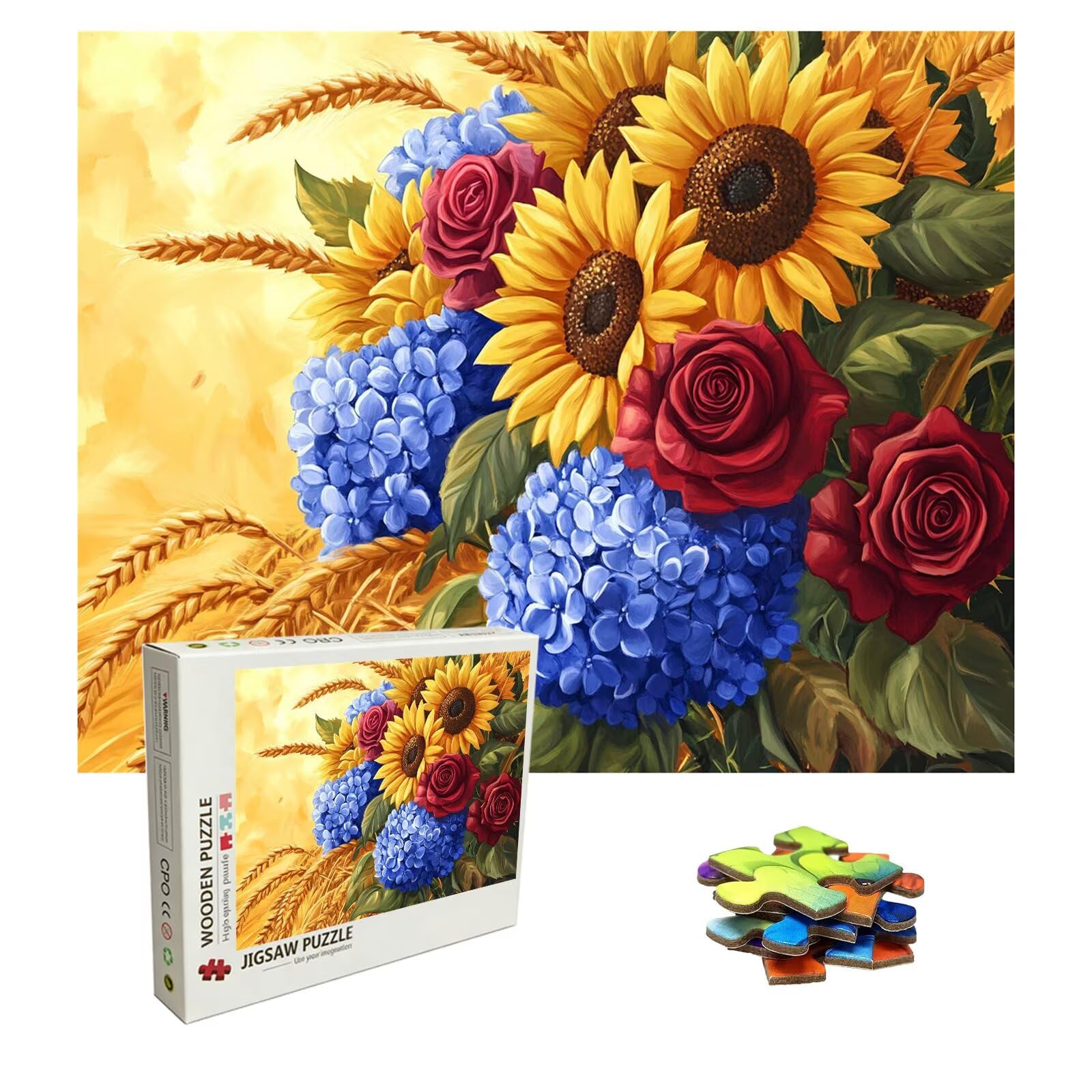 Zestaw puzzli 1500 elementów, trudne puzzle, drewniane puzzle dla całej rodziny, zestaw "zrób to sam" dla dorosłych, nadają się jako dekoracja ścienna, prezenty dla kobiet, temat: słonecznik 8p-885