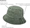 Bucket Hat Wide Brim Washed Denim Cotton Outdoor Sun Hat Flat Top Cap for Fishing Hiking Beach Sports