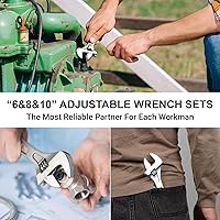 Vista 7 de MAXPOWER Juego de 3 llaves ajustables, 6 pulgadas, 8 pulgadas, 10 pulgadas, juego de llaves movibles ajustables con amplia capacidad de mandíbula