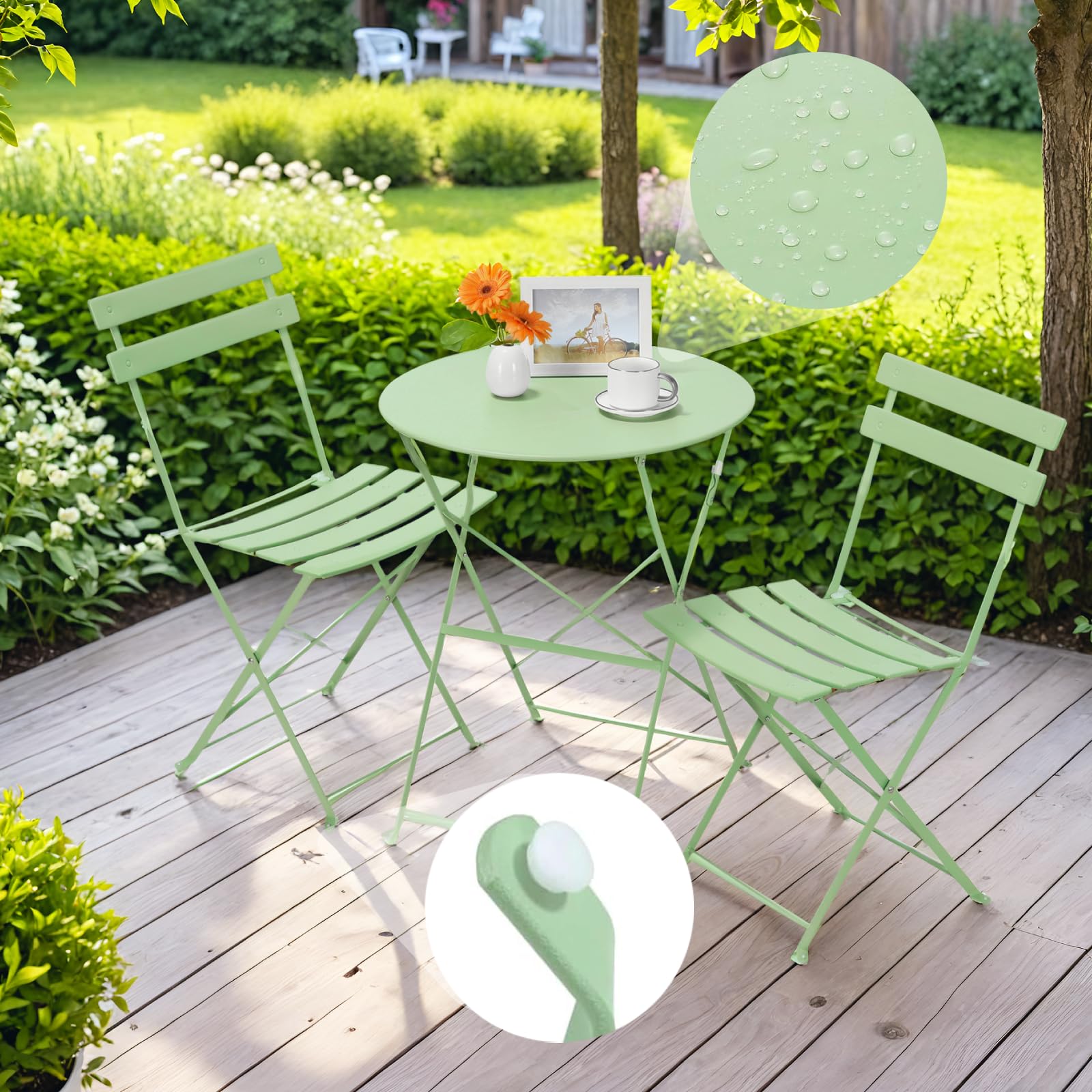 Outsunny 3-delige Bistroset voor in de tuin, tuineubelset, inclusief 1