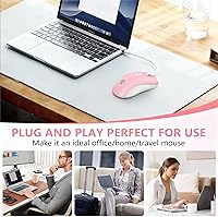 Vista 5 de Ratón con cable, ratón USB para computadora de 1600 DPI, mouse óptico móvil de diseño ergonómico con cable para computadora portátil, PC