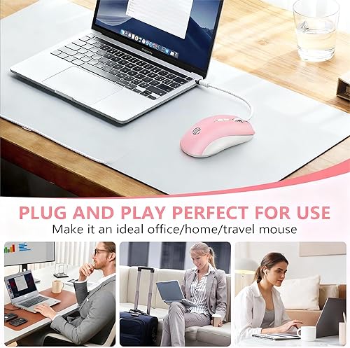 Miniatura 5 de Ratón con cable, ratón USB para computadora de 1600 DPI, mouse óptico móvil de diseño ergonómico con cable para computadora portátil, PC,
