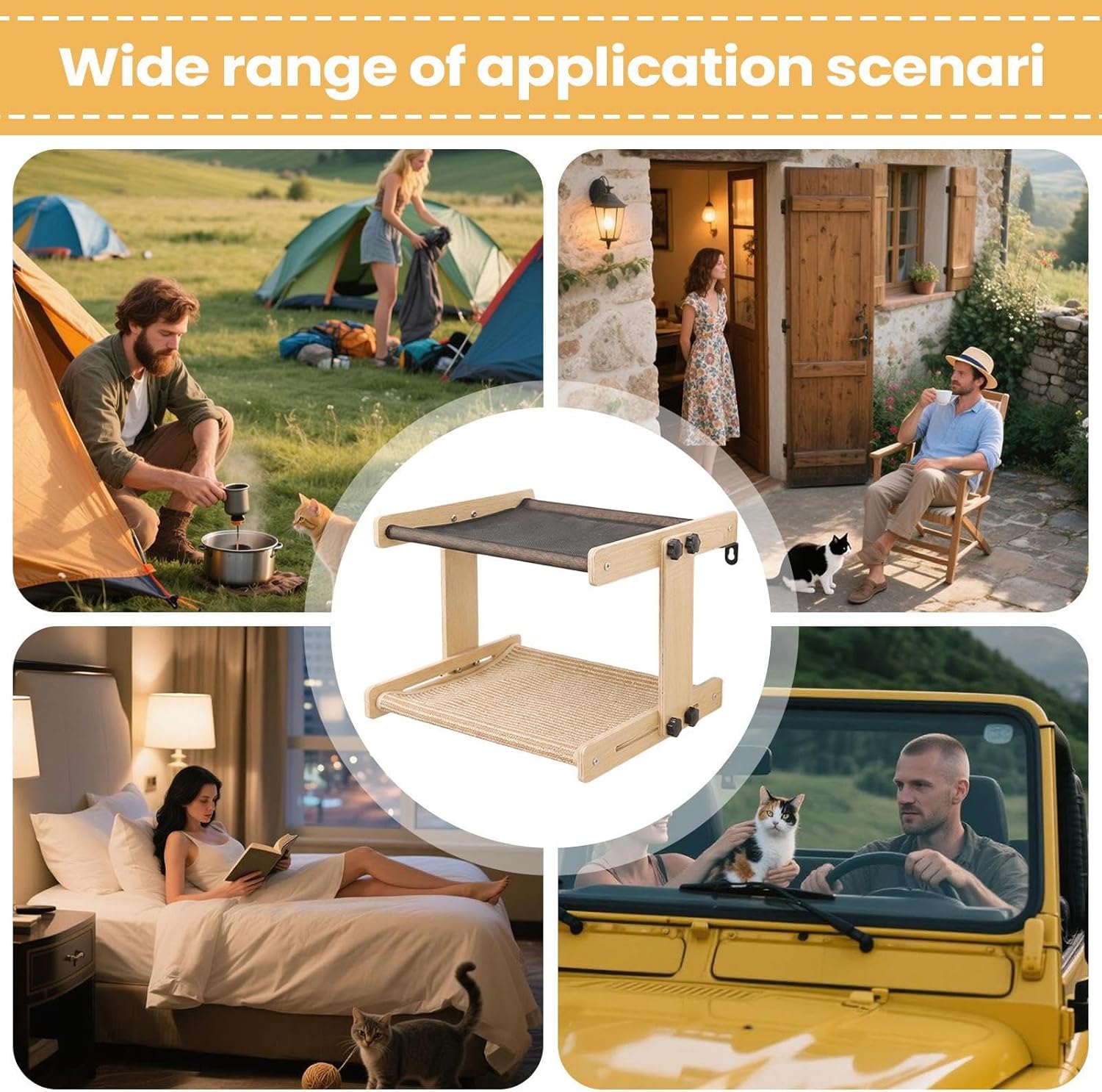 Window Perch Bed for Cats - Wooden Floating Hammock | Indoor Pet Resting Spot for Apartment Farmhouse Bedroom Windowsill Balcony Cabinet Double Or Single Layer Comfortable Relaxing