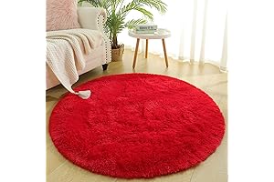 Chicrug Red Round Area Rugs for Bedroom and Living Room