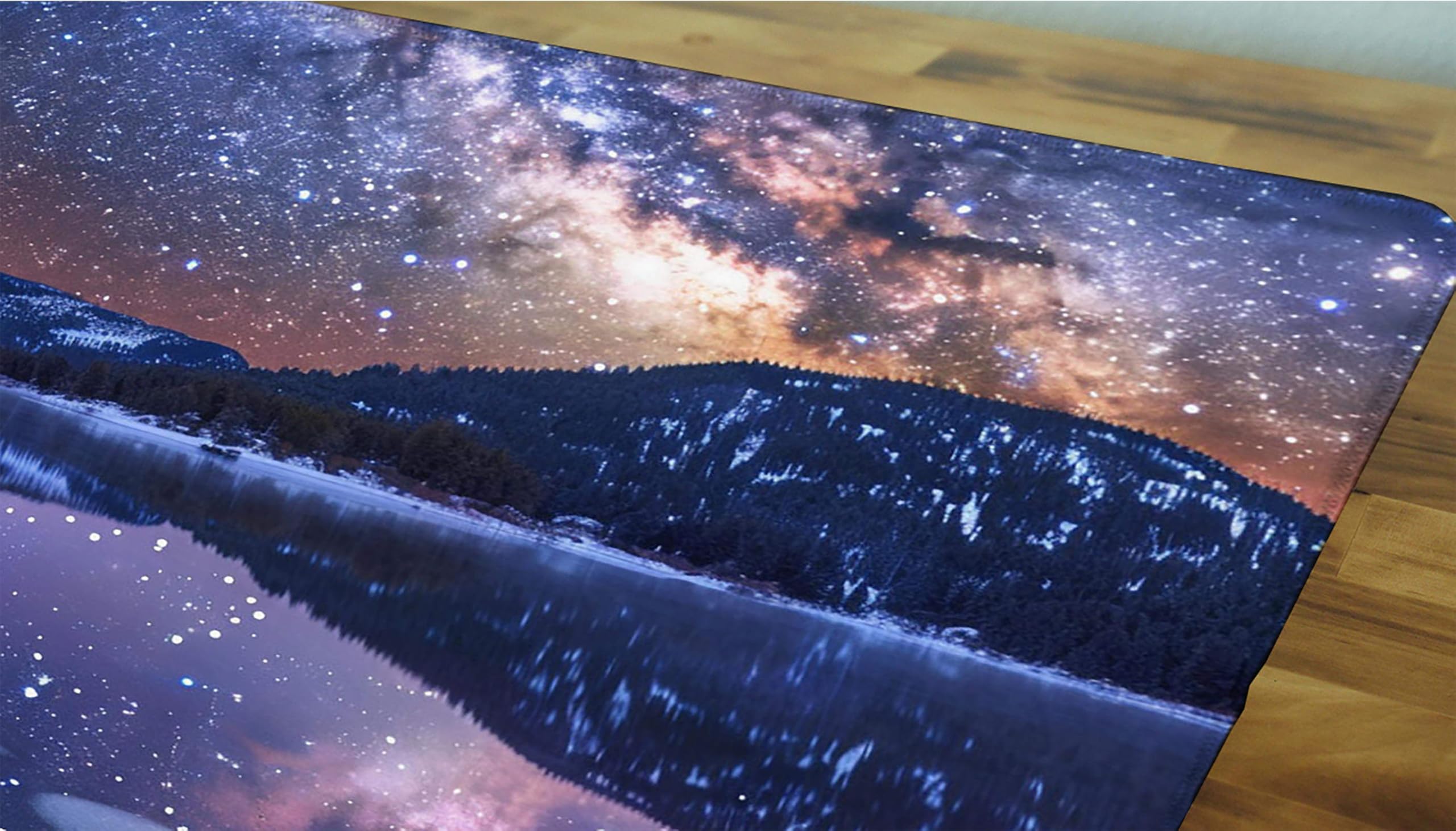 Niebieska podkładka pod mysz XXL, podkładka na biurko, 1200 x 600 cm, szyte krawędzie, podkładka pod mysz, gumowa podstawa, gwiaździste niebo, podkładka pod mysz, stabilna przyczepność na gładkich
