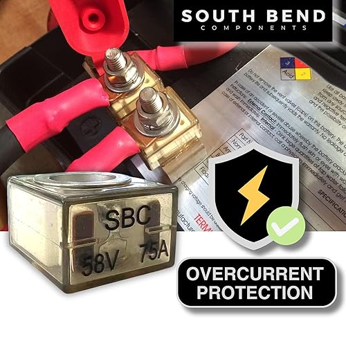 Miniatura 89 de South Bend Components Paquete combinado de fusible de batería de 250 A (MRBF) y bloque de terminales, 58 V CC máximo, IP66, protección contra