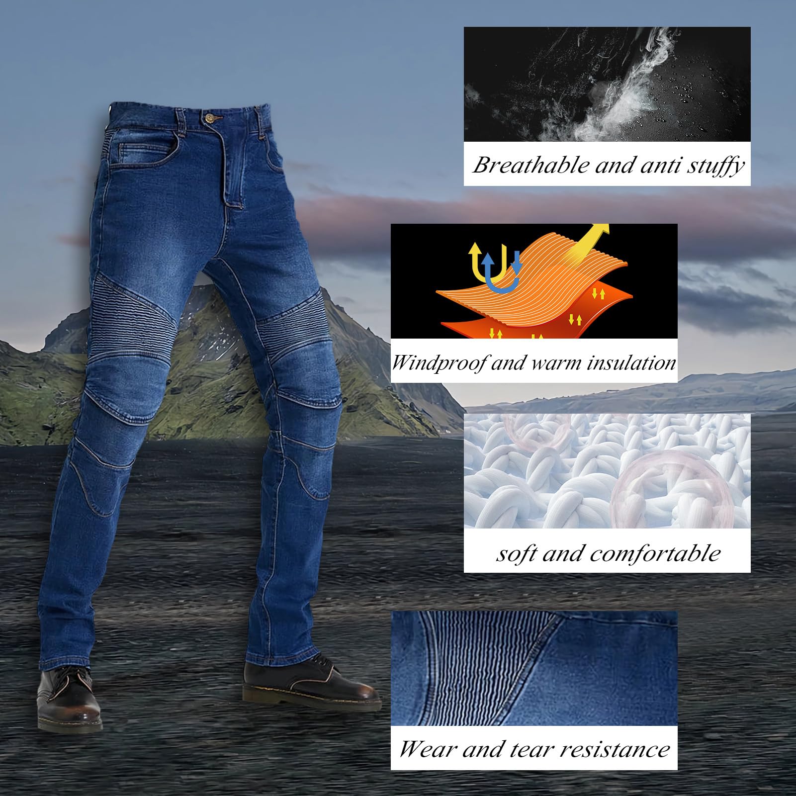 Damen Slim Fit Motorrad Jeans Mit Protektoren Knie Und Hüftprotektoren Stretch Slim Fit Denim Motorradhose Cargo Motorradjeans Schutzhose Biker Pants
