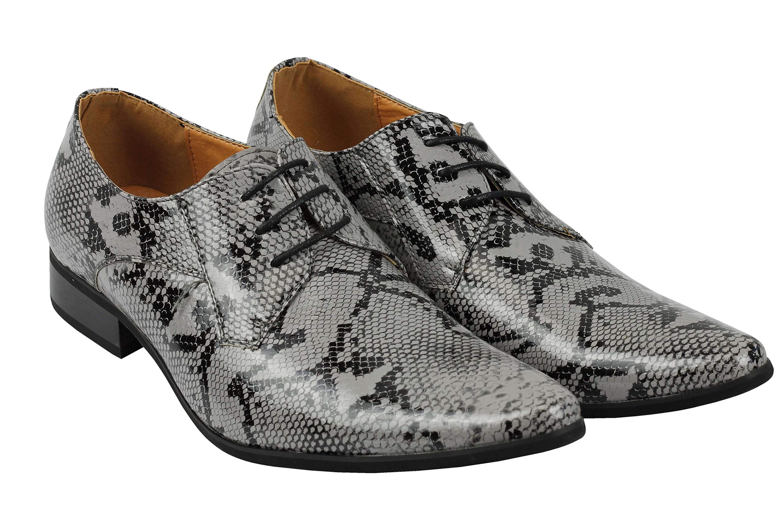 Xposed Chaussures rétro pour Homme en Cuir Verni Brillant avec imprimé Peau de Serpent