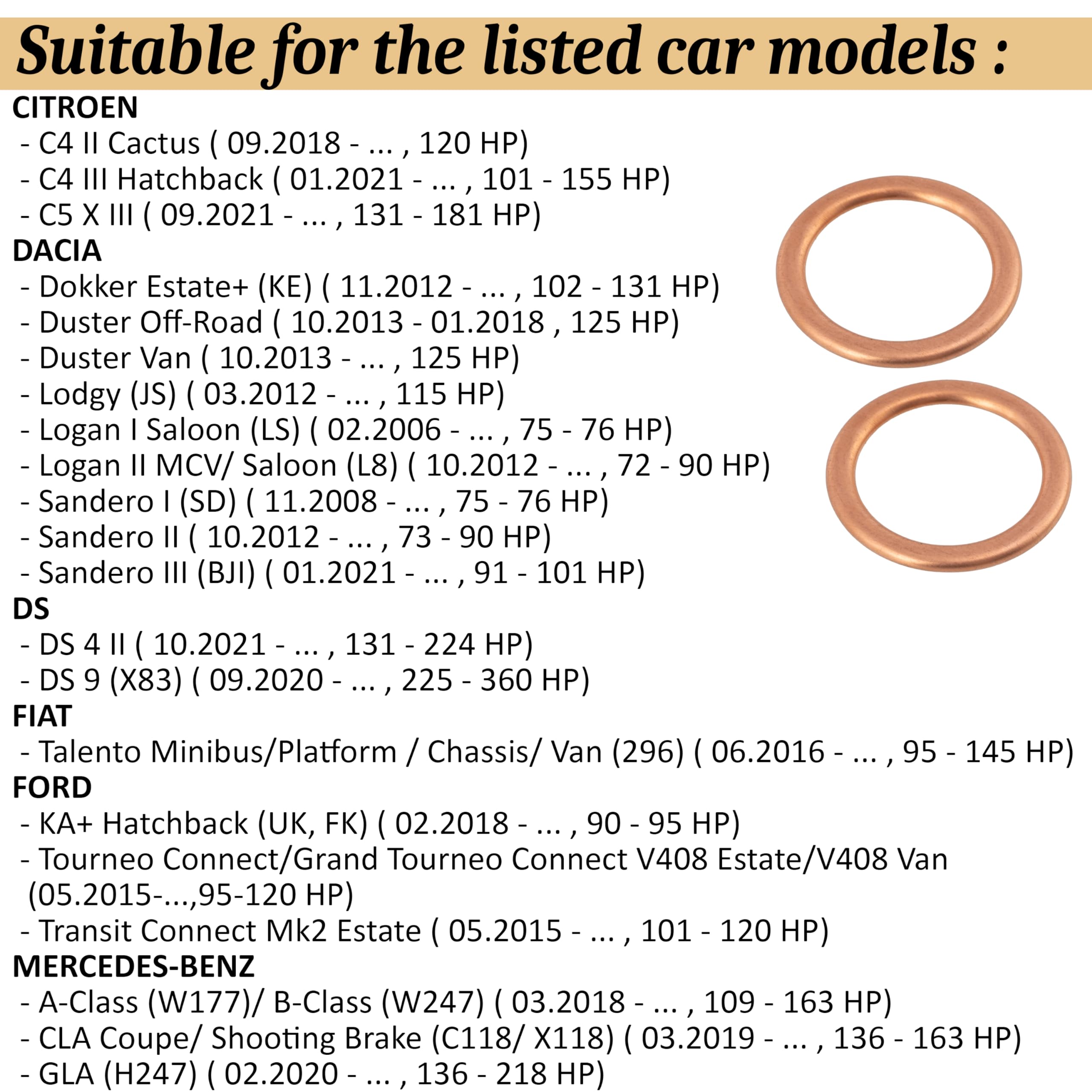 AERZETIX - Guarnizioni Vite Scarico Olio | Set 2 Pezzi | Compatibile OE 0164 30, 0313 38 - Foto 4