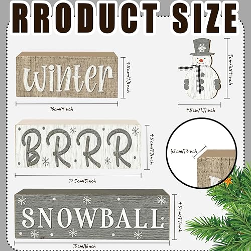 Miniatura 4 de 4 piezas de decoraciones navideñas para interiores  Decoración de mesa de muñeco de nieve blanco de madera para el hogar  Centro de mesa de Navidad