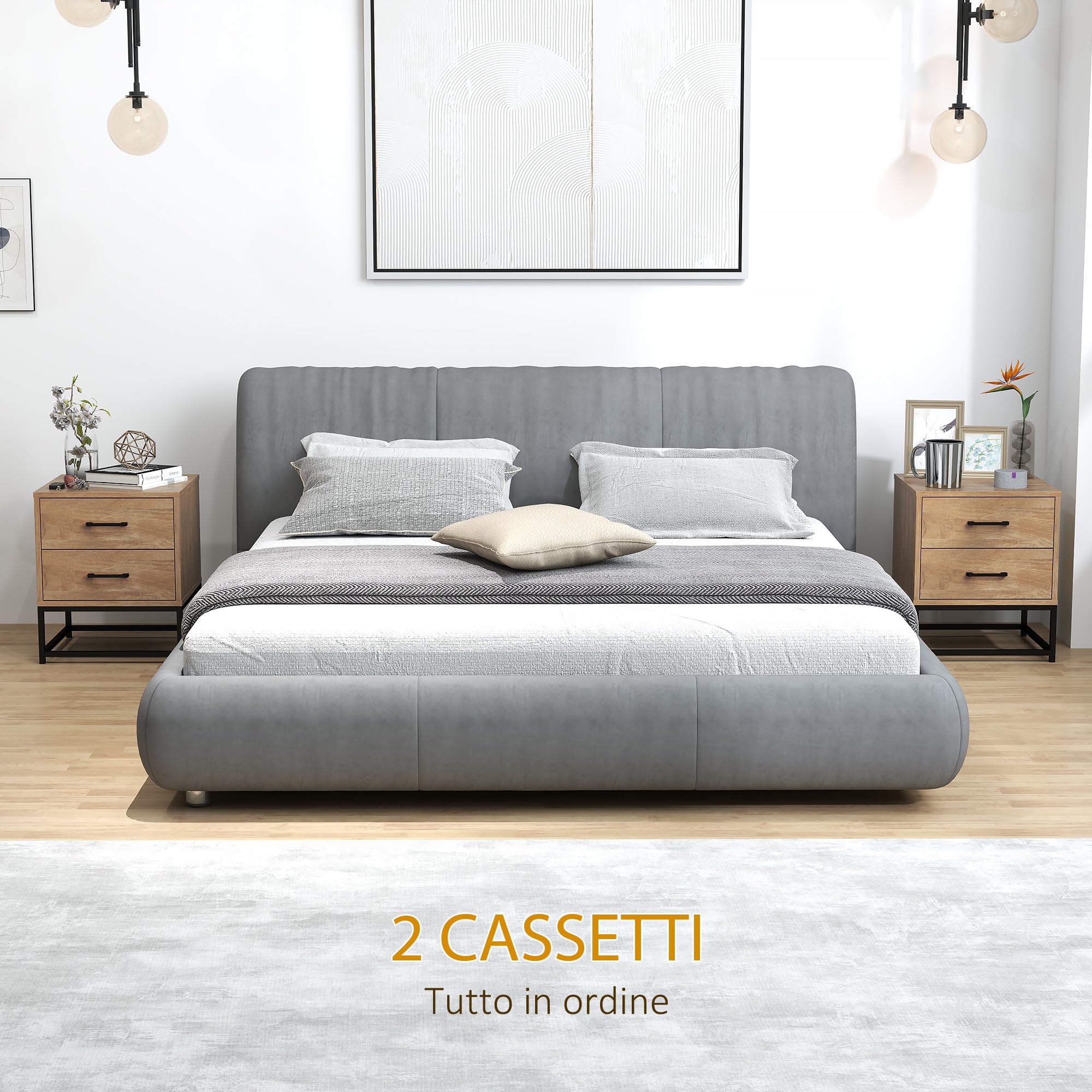 HOMCOM Juego de 2 Mesillas de Noche con 2 Cajones, Pareja de Mesillas de Noche de Estilo Industrial en Madera y Acero, Mesillas Auxiliares para Sofá, Sala de Estar, Salón y Dormitorio, 40x39.5x48 cm, | Estilo industrial de madera y acero, mesas auxiliares