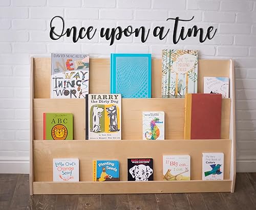 Miniatura 2 de Letrero de metal con texto en inglés Once Upon a Time para rincón de lectura de niños, decoración de pared de guardería de 28.8 x 14.9 pulgadas,