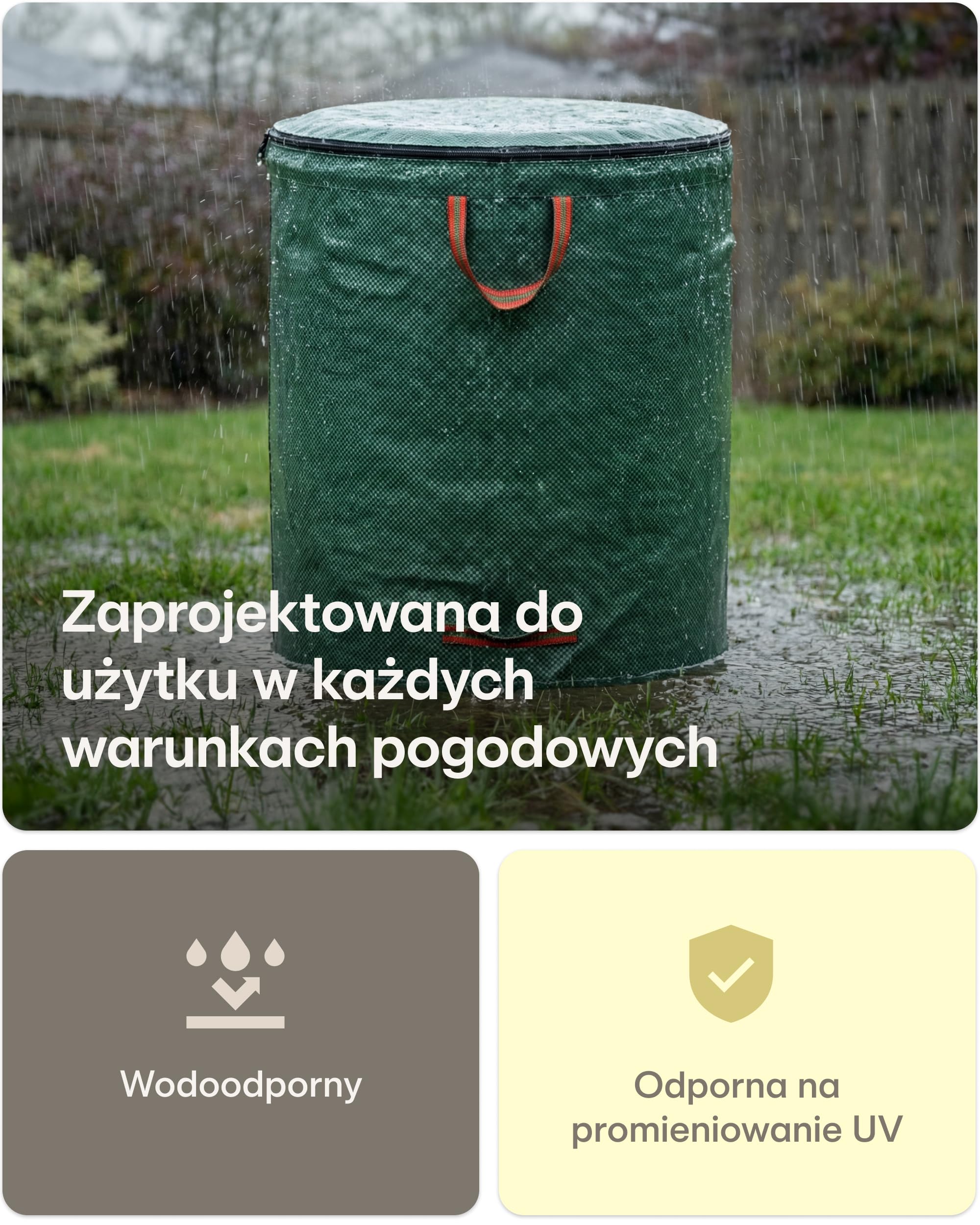 2x Worki Na Odpady Ogrodowe Wielokrotnego Użytku Z Uchwytami I Zamkiem Błyskawicznym Z Pokrywą 500L - Stabilne - Składane - Wytrzymały Polipropylen