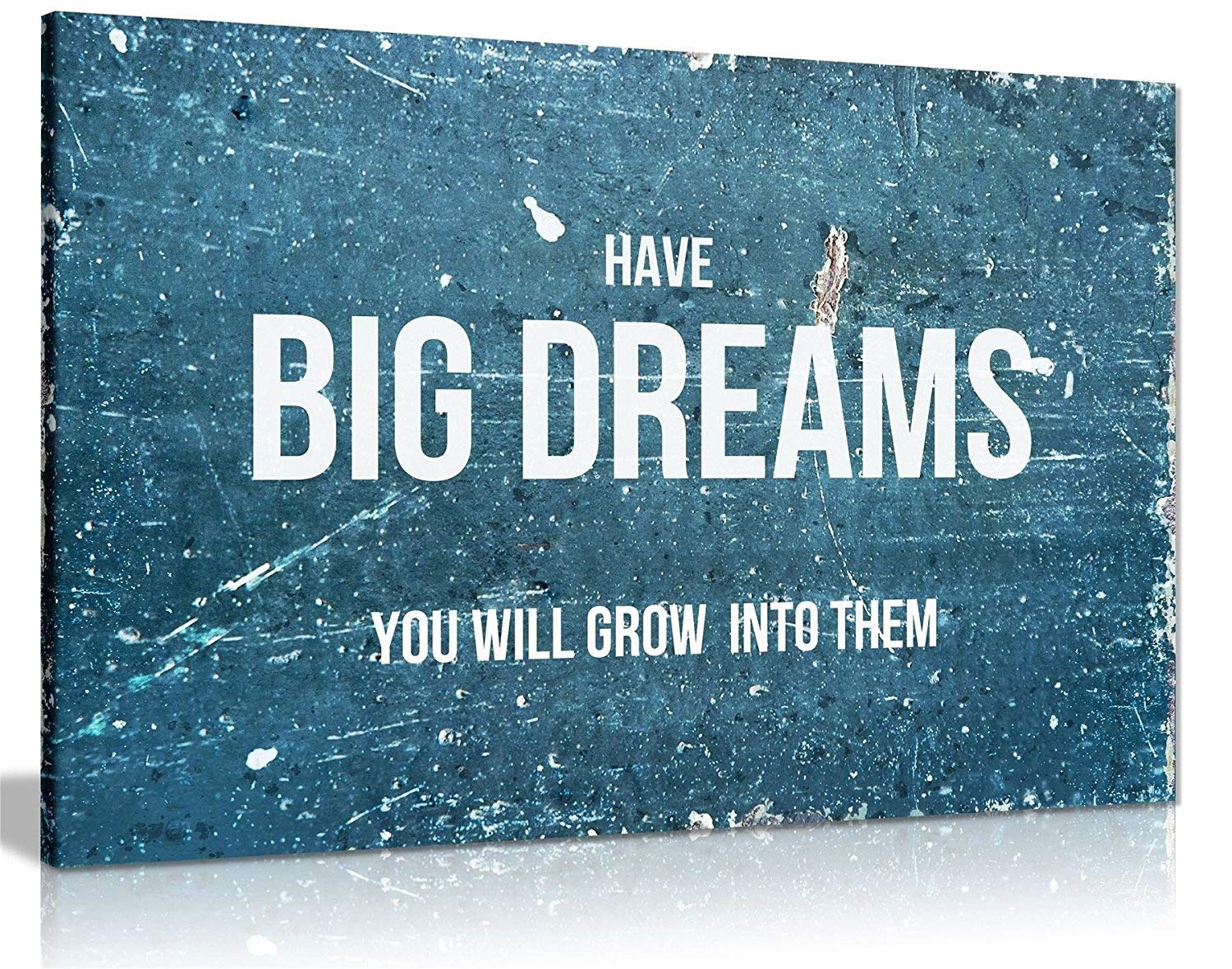 Panther Print Blue - Big Dreams Motivational Quote Rustic Have Big Dreams Canvas Wall Art Picture Print (12X8)