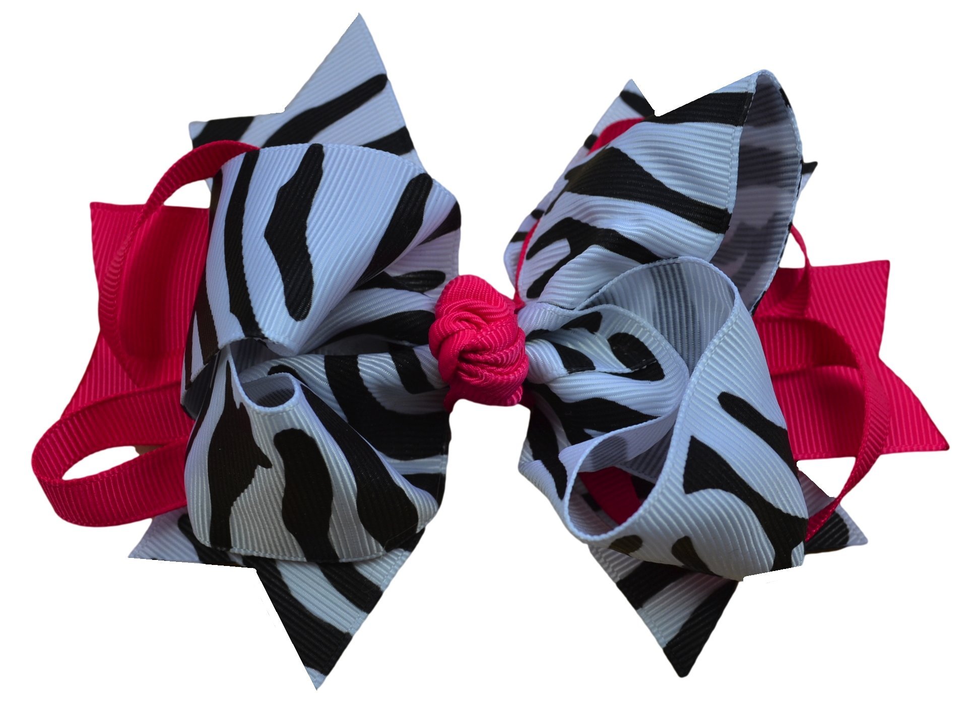5 inch Shocking Pink Zebra Ring Hair Bow