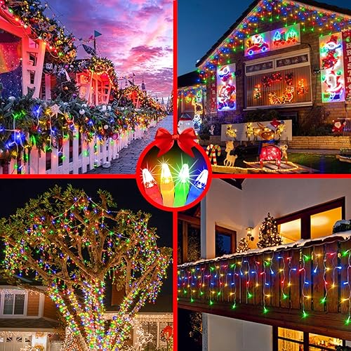 Miniatura 7 de Serie 810 luces led Navidad colgantes, 82 ft, 180 gotas hielo, 12 modos, temporizador de memoria, regulable, exterior, impermeable, festividades,