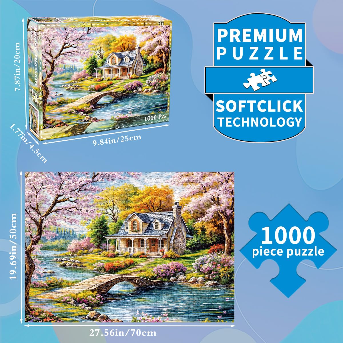 Puzzle pour adultes - Puzzle de 1000 pièces pour adultes - Puzzle de 1000 pièces - Paysage d'été rural idyllique