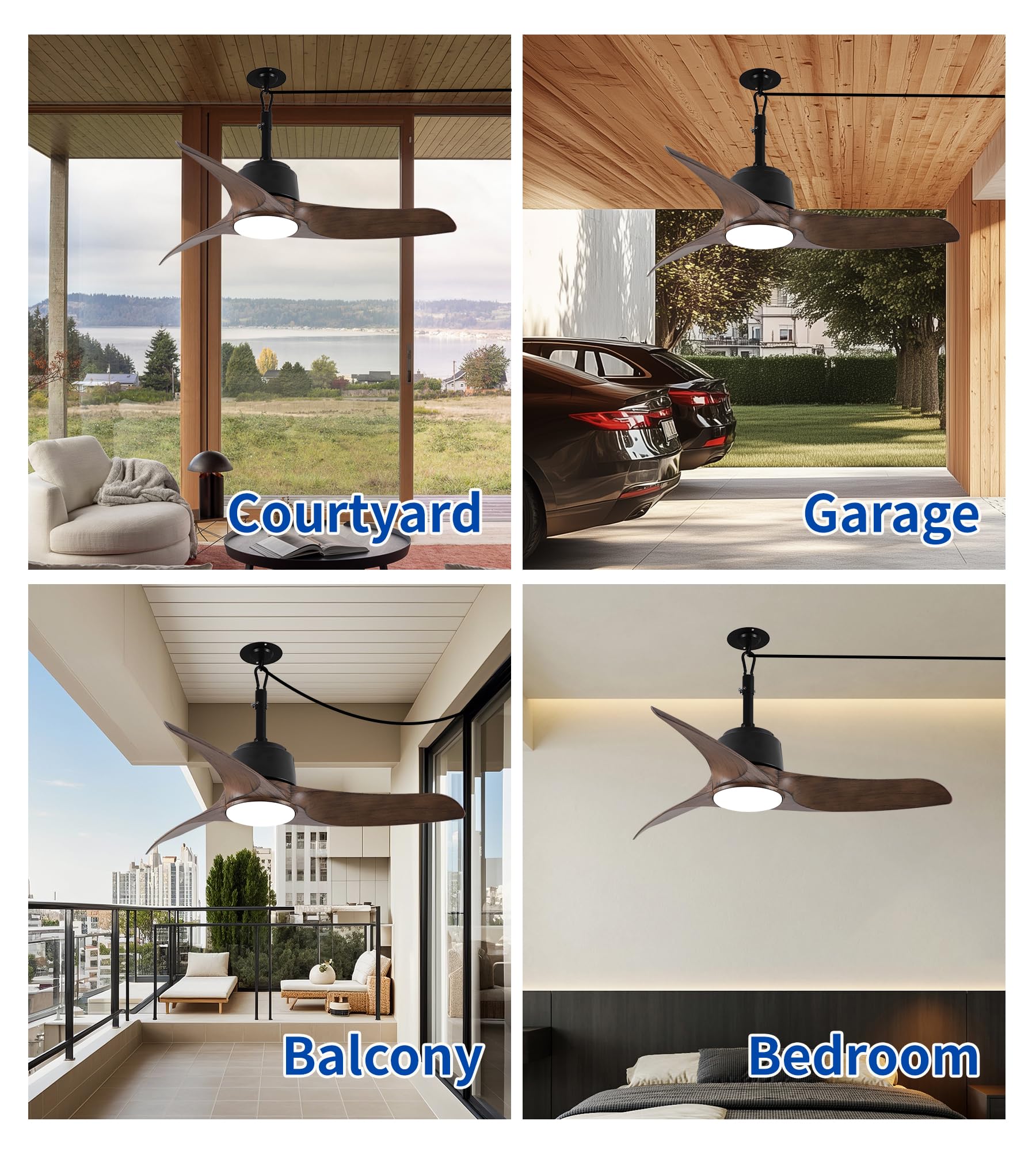 42 Outdoor Ceiling Fans with Lights and Remote Control IP66 Wet Rated Waterproof Ceiling Fan with 6-Speed DC — view 3