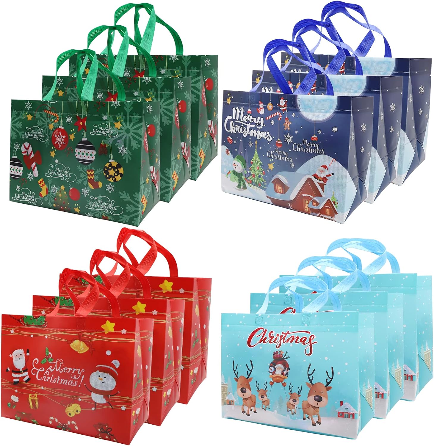 Reusable Large Christmas Gift Bag,12 Xmas Gift Bags,Christmas Tote Bags