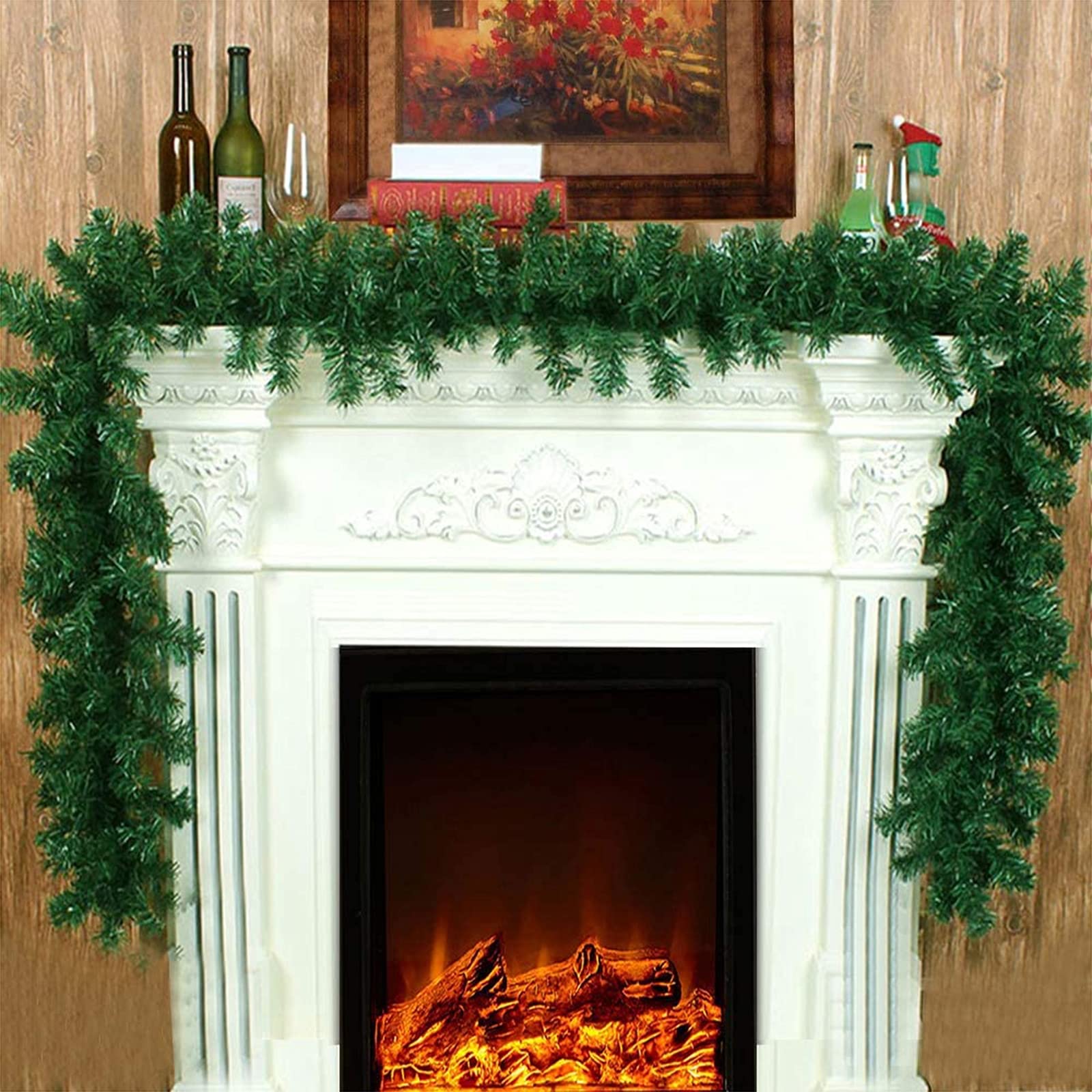 Guirnalda de Navidad artificial, adorno colgante de ratán de pino para decoración de fiesta en casa, 2,7 m, 200 cabezas para festividades navideñas