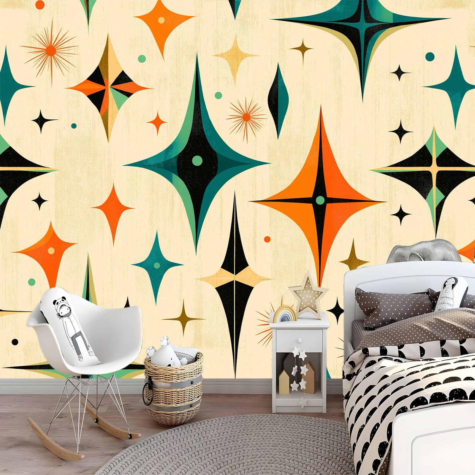 Kreatywna geometryczna panoramiczna tapeta gwiazdkowa 350 x 256 cm (dł. x wys.) plakat gigantyczny plakat tapeta z włókniny ścienna do salonu sypialni Sofa TV tło dekoracje ścienne, sztuka vintage