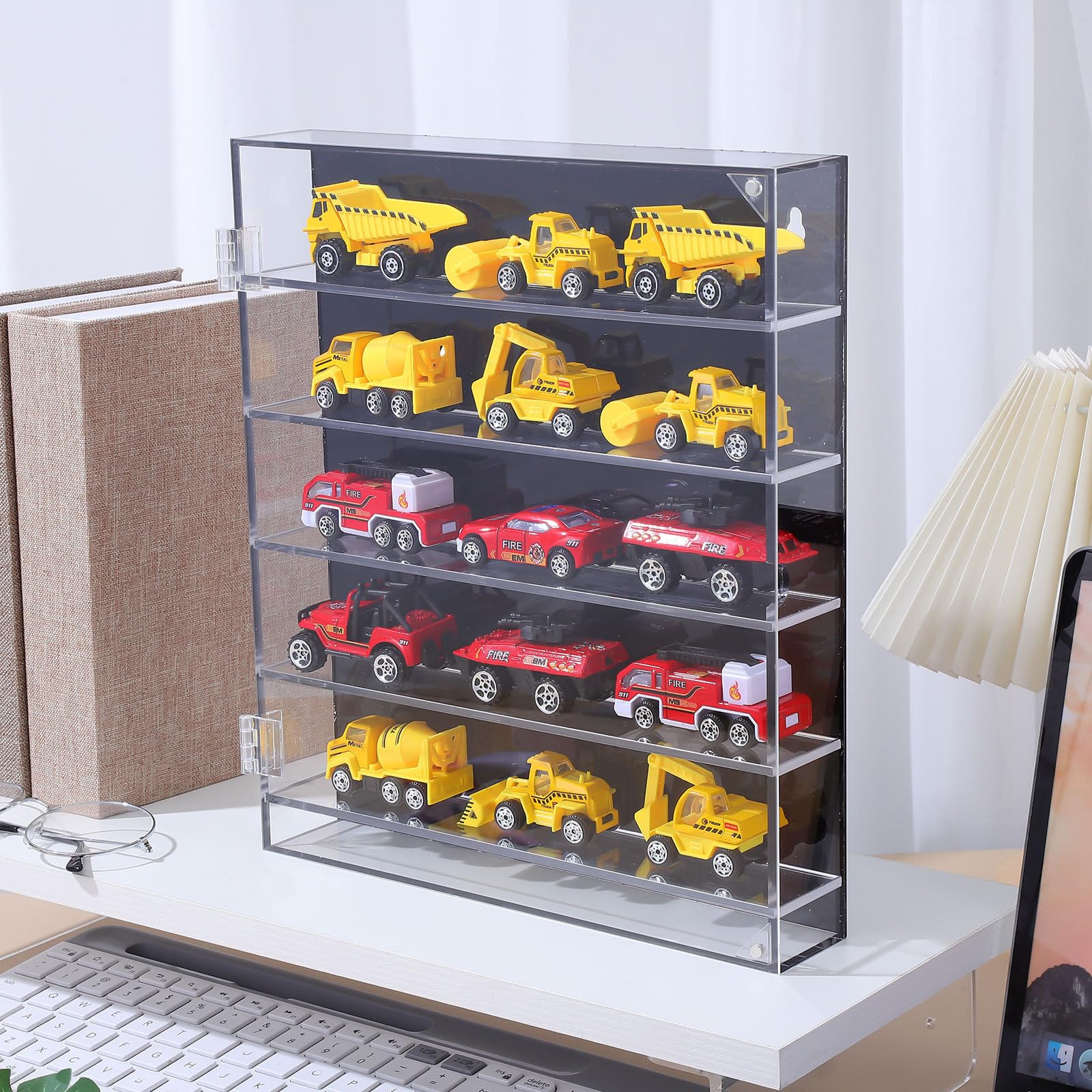 Sosoport Acryl Vitrine für Modellautos mit Mehreren Schichten Staubdicht und Kratzfest Schwarzer Boden als Ausstellungsständer für Spielzeugsammlungen und Tischmontage