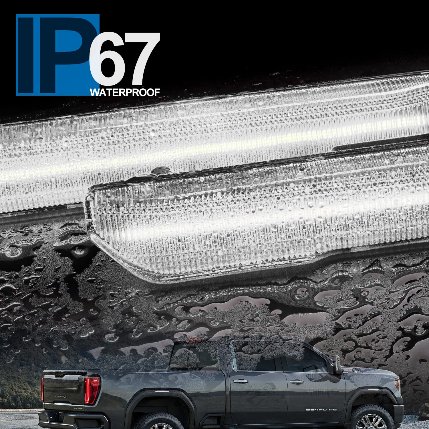 NSLUMO Led Side Marker Lights Replacement for 2020 2021 2022 GMC Sierra 2500HD 3500HD Pickup White Front Rear Side Markers Left Right Fender OEM Fit Sidemarker Lamps Kit Euro Clear Lens