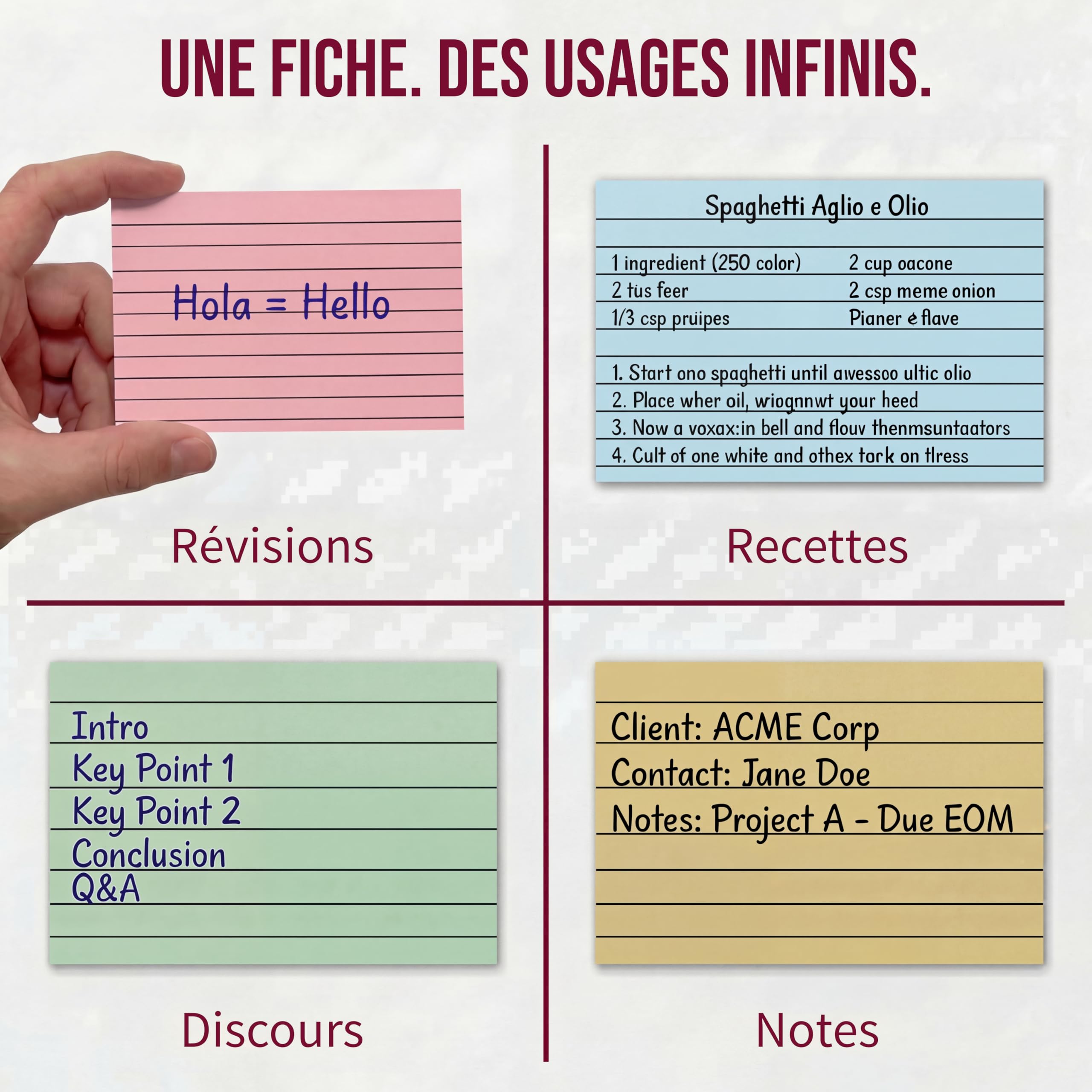 The Paper Shop Fiches de Révision A7 Couleur Lignées - Fiches Bristol Flash Cards (1000 Fiches) | Cartes Mémoire pour École & Révisions | Index Cards Flashcards 12,7 x 7,6 cm - 1000 Fiches
