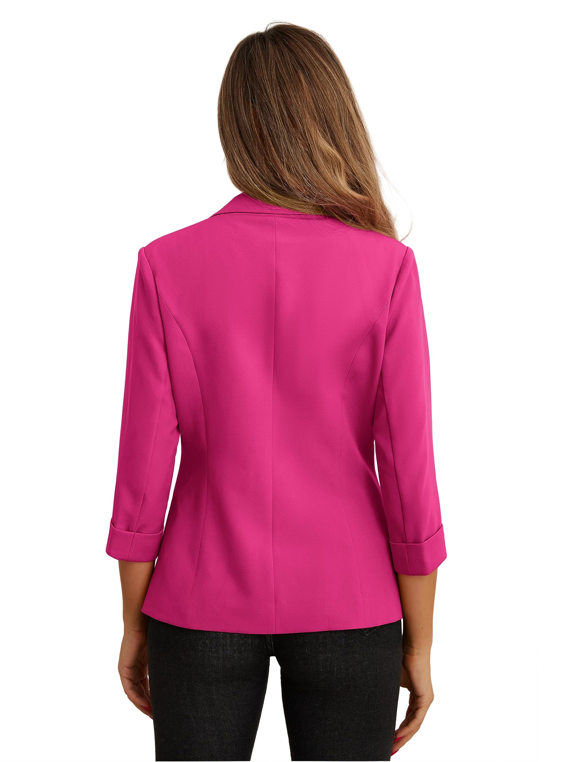 GRECERELLE Blazer élégant à manches 3/4 pour femme - Veste décontractée pour le travail - Blazer de bureau - Veste de costume et blazers avec poches et bouton pour femme