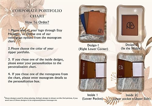 Miniatura 2 de Custom Leather Portfolio with Zipper, Personalized Company Logo Padfolio, Custom Engraved Company Padfolio, Unique Vegan Leather Portfolio, Your Own