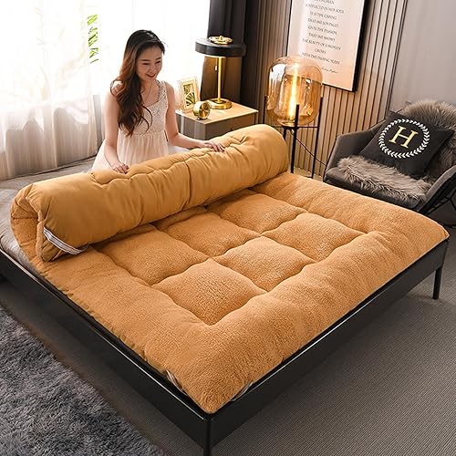 Miniatura 23 de KNVSS Colchón de futón de tamaño matrimonial japonés, plegable y enrollable para dormir, tatami, antideslizante, suave y cálido, para dormitorio de