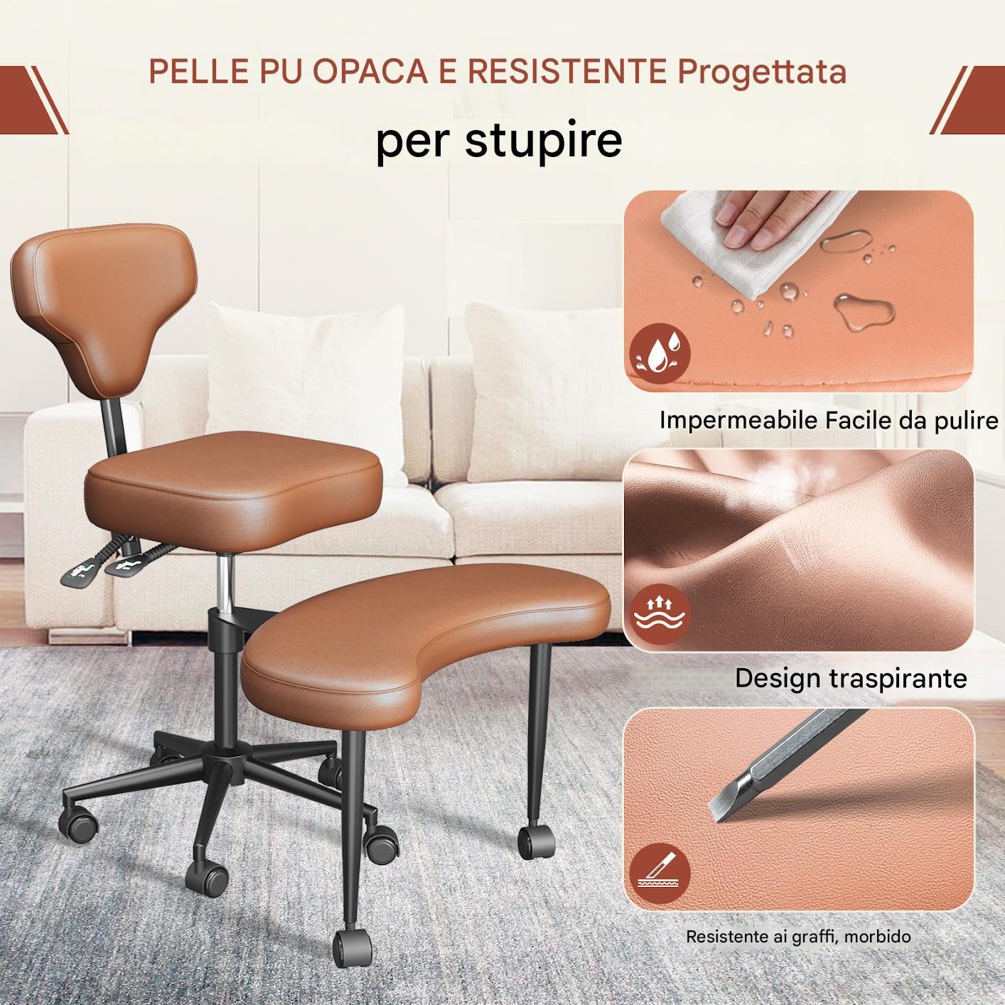 Meditation Chair Sedia di Meditazione con Supporto Alla Schiena Sedia Ergonomica a Gambe Incrociate con Ruote-Sede Regolabile in Altezza con Supporto Lombare per Adulti Agita e Yoga Contiene 136Kg