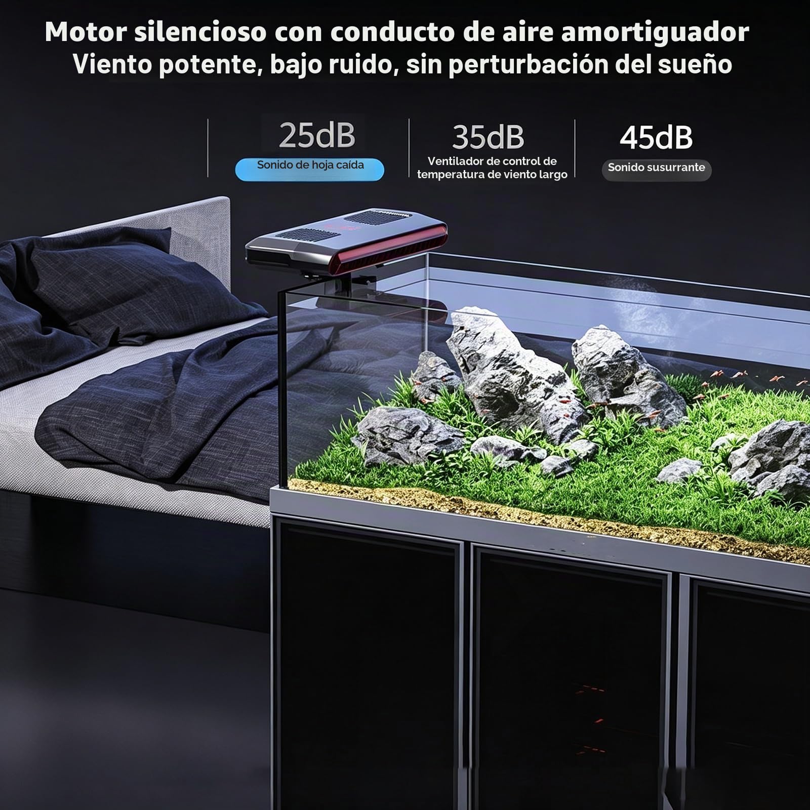 Ventilador De Refrigeración Para Acuario Con Termostato Inteligente, Enfriador De Agua Ajustable De 3 Velocidades Para Accesorios De Tanque Axolotl, Dispositivo Silencioso Para Pecera Korallrev