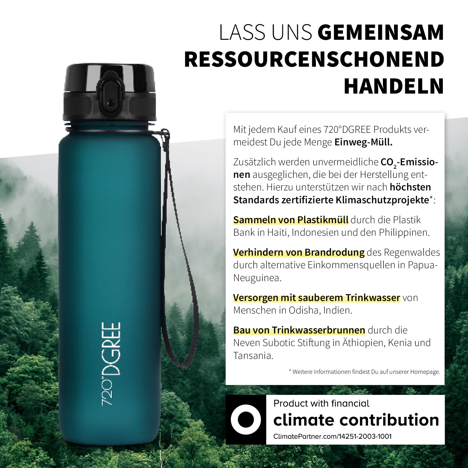 720°DGREE Trinkflasche “uberBottle“ 350ml, 500ml, 650ml, 1l softTouch +Früchtebehälter - Auslaufsicher, BPA-Frei - Schmale Wasserflasche für Kinder, Schule, Sport, Fahrrad, Gym, Fitness, Outdoor - 5