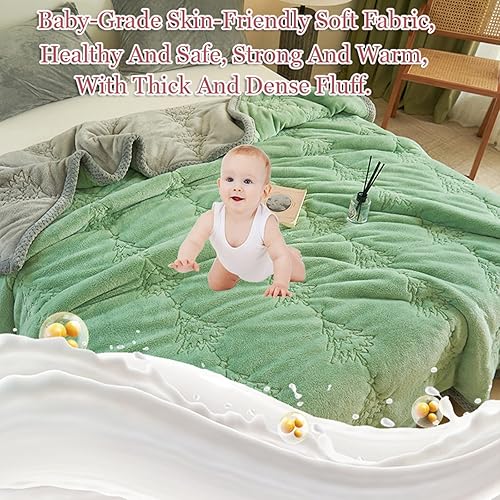 Miniatura 6 de Manta de Navidad tamaño King, suave felpa polar ártico, manta acolchada de fibra de soja con patrón de árbol de Navidad, manta de tres capas (C, 71