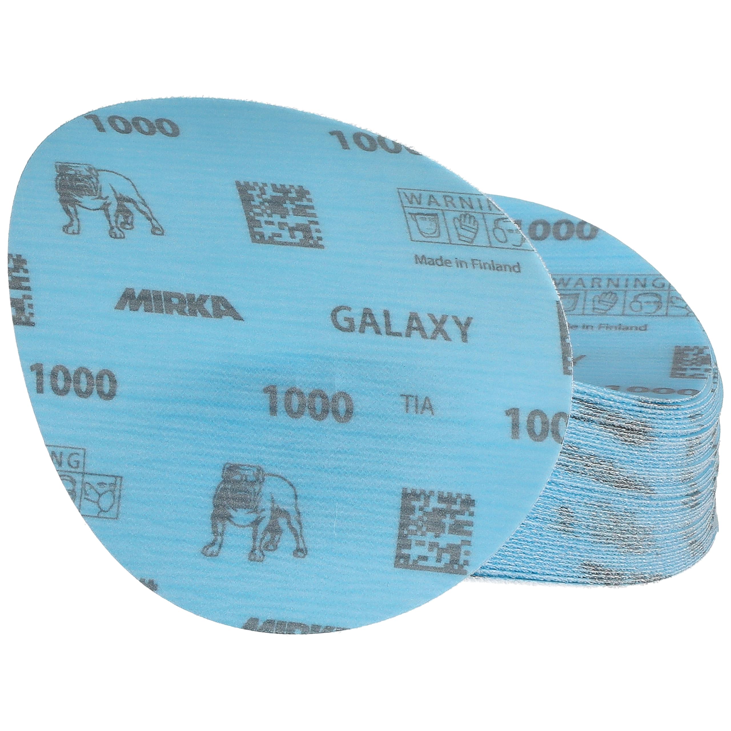 Mirka GalaxySandpaper - Papel de lija de 5 pulgadas (125 mm), grano 1000, 50 discos/paquete, gancho y bucle, abrasivo de alta calidad para resina epoxi, madera, metal, sin obstrucciones, tecnología de