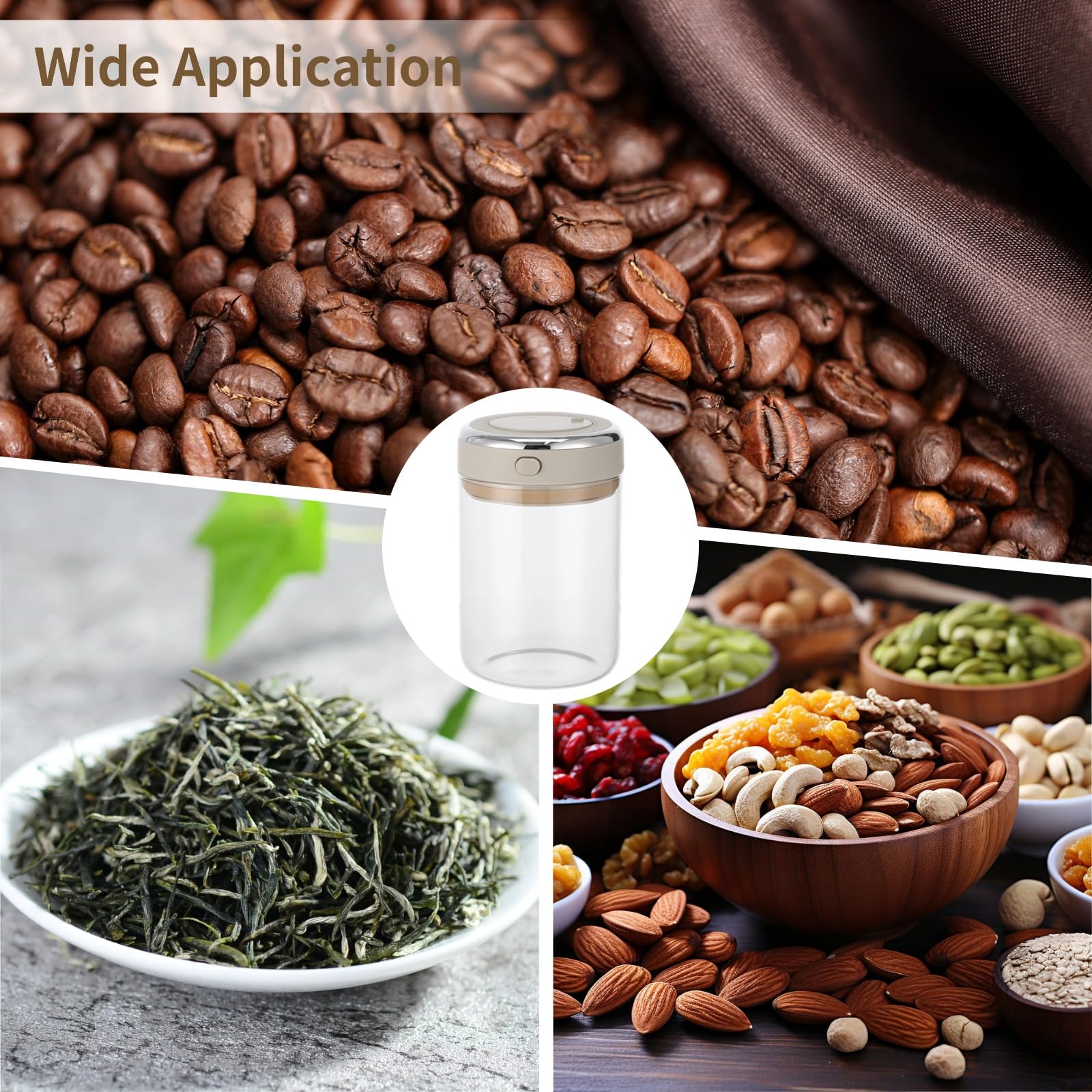 Kaffeedose aus Glas, 1100ml, luftdichter Behälter für Kaffeebohnen mit CO₂-Ventil, Datumswähler & Einpress-Siegel, Glasbehälter für Tee und Zucker