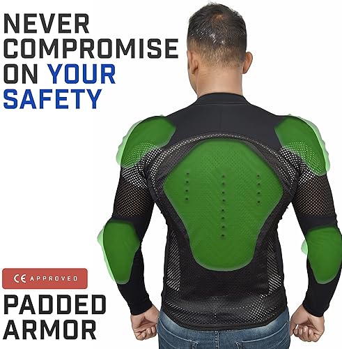 Miniatura 7 de WICKED STOCK Camiseta de malla blindada para motocicleta, nivel 2, unisex, con relleno extraíble