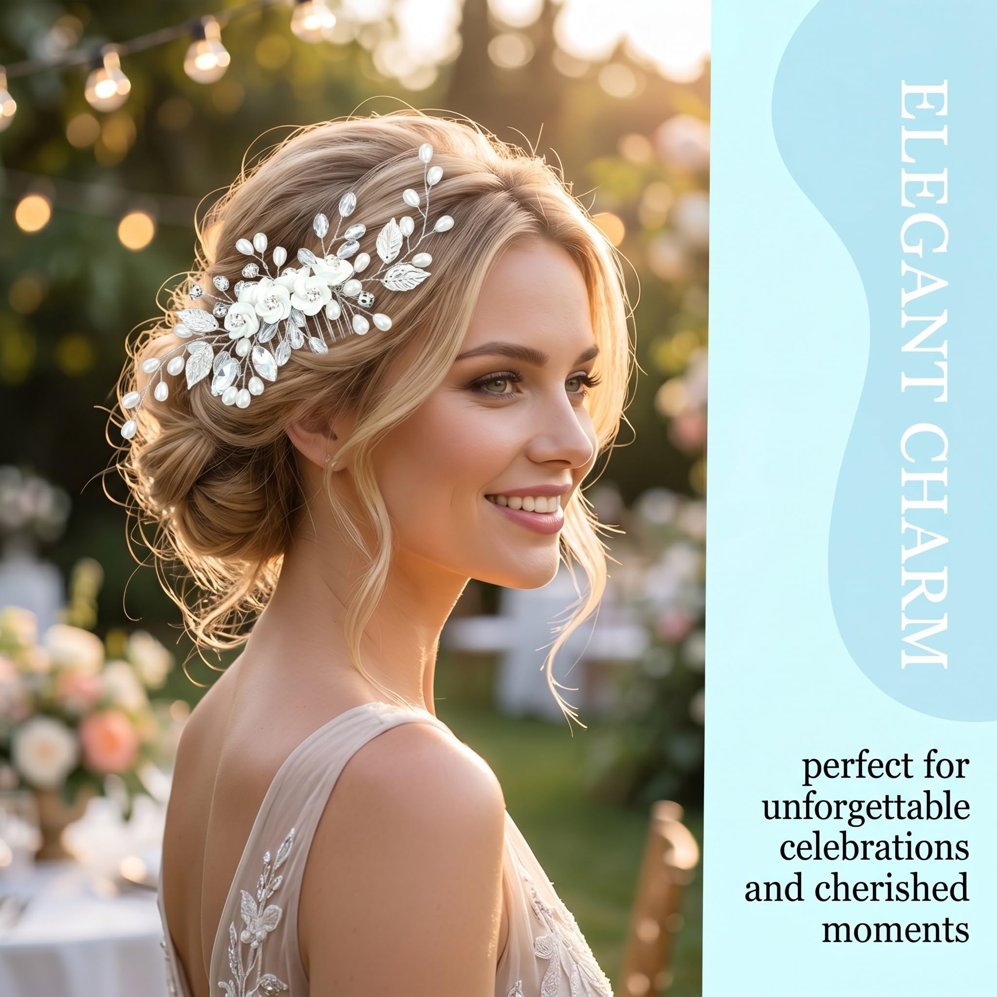 Pettinino argentato per capelli da sposa, Pettine per Capelli da Sposa Fermaglio per Donne e Ragazze, Capelli Sposa Pettine,Accessori Capelli Sposa