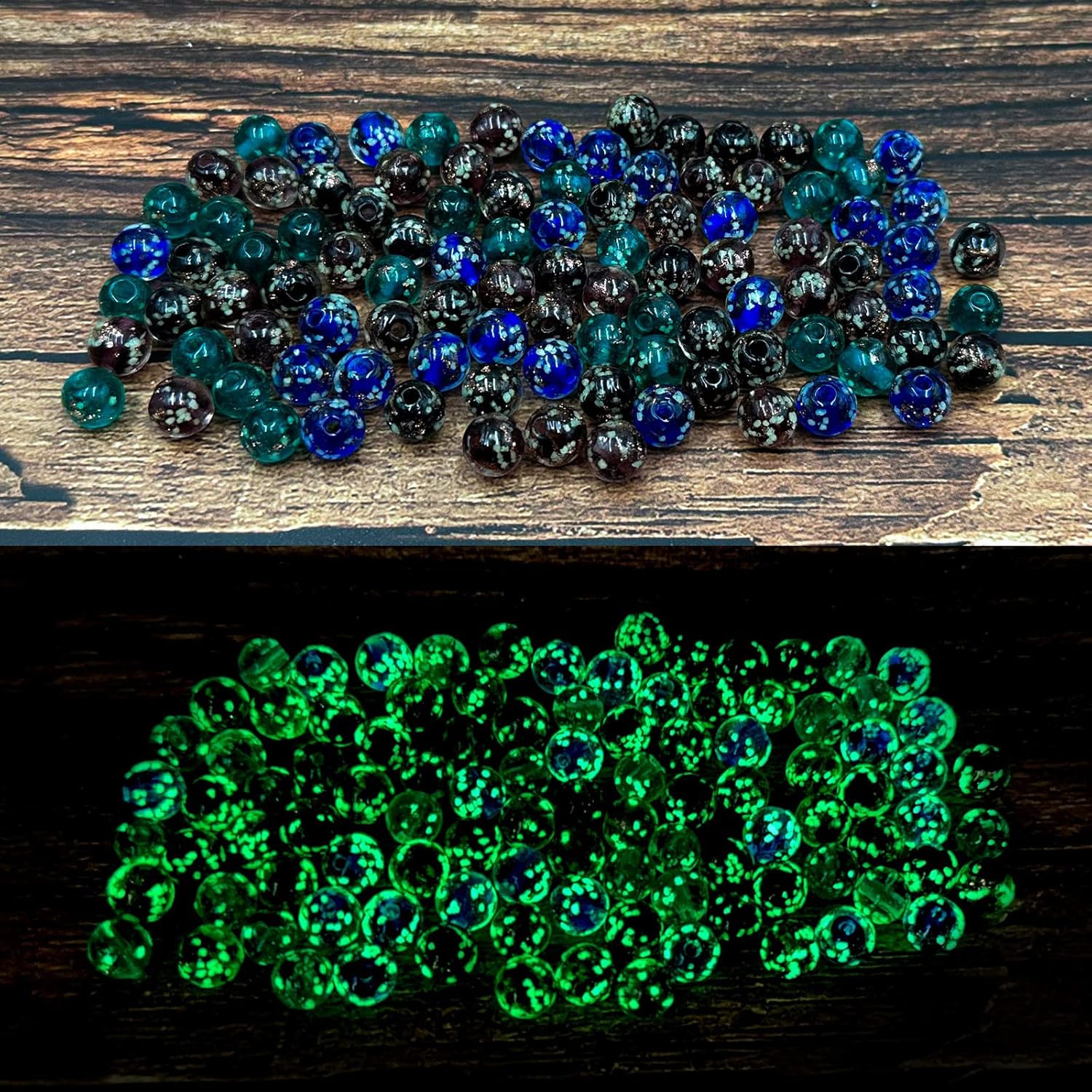 100PCS Luminous Glass Beads Glow in The Dark 8mm Round Beads Luminous Beads for DIY Craft Bracelets Jewelry Making Necklace Earrings - 4 Colors - Image 2