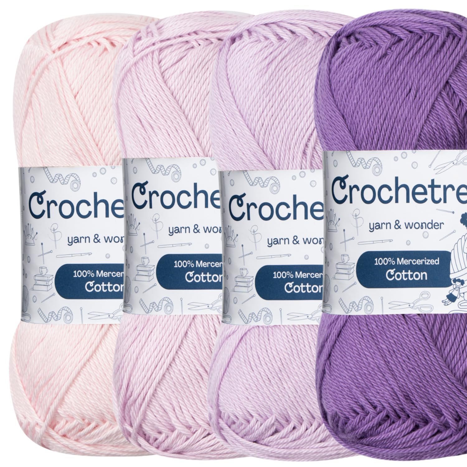 Premium Mercerized Cotton Yarn for Crochet & Knitting – Fingering Weight 4-Ply, 50g (1.76 oz) / 125 m (136 yds), High-Gloss, Anti-Splitting, Fade-Resistant Cotton (Light Nature) - 5