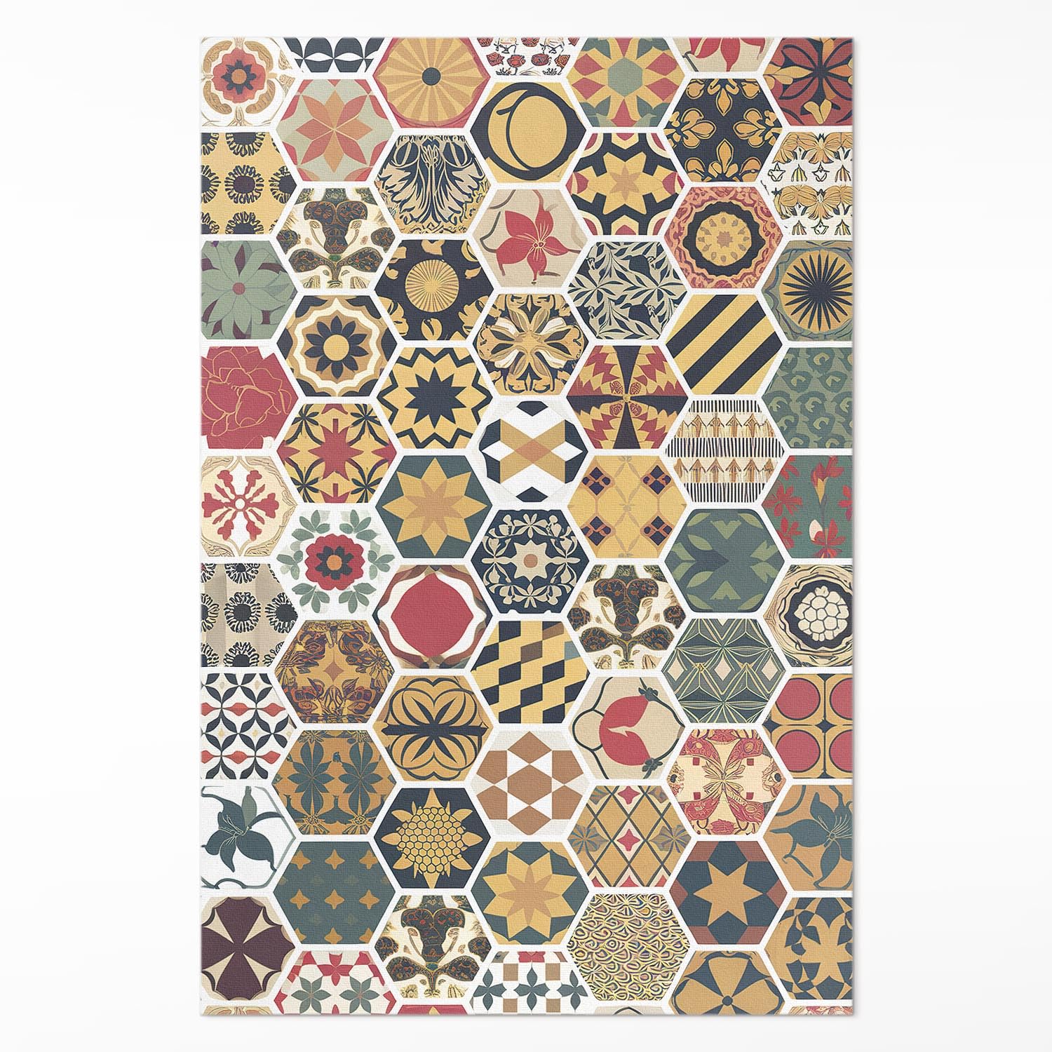 Tapis en vinyle PVC pour cuisine et salon moderne avec motif mosaïque hexagonale Floorart