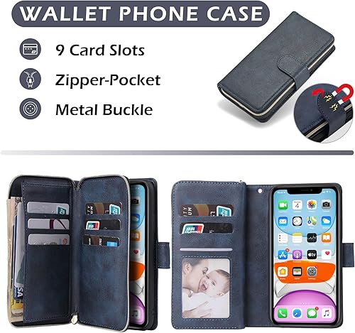 Miniatura 10 de ZCDAYE Funda para Samsung Galaxy S23, Samsung S23 Wallet Phone Case, Premium Zipper Large Space Flip Funda de cuero para Samsung S23, oro rosa