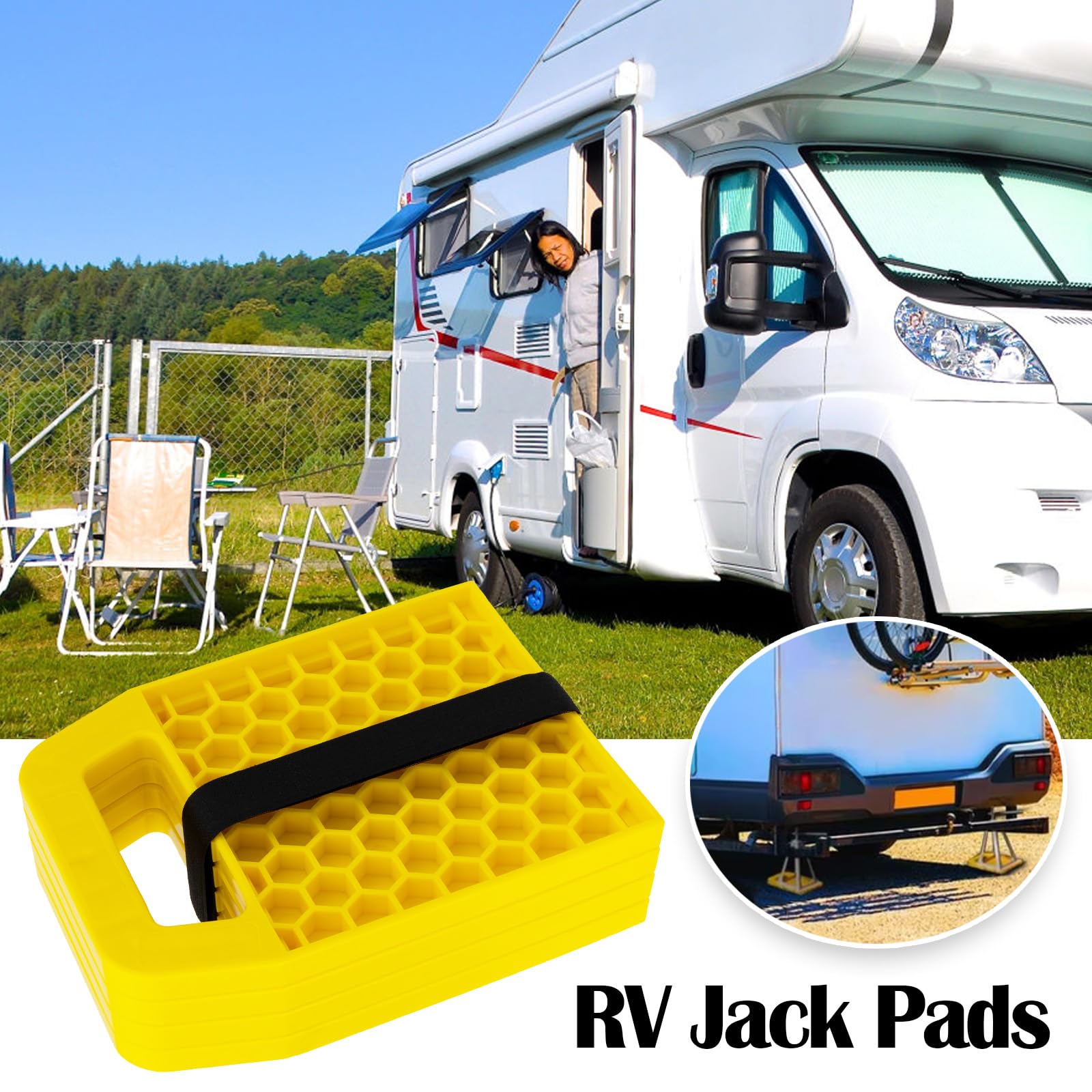 Set Di 4 Piastre Di Supporto Per Cric Camper Caravan, Blocco Livellamento Stabilizzatore Antiscivolo