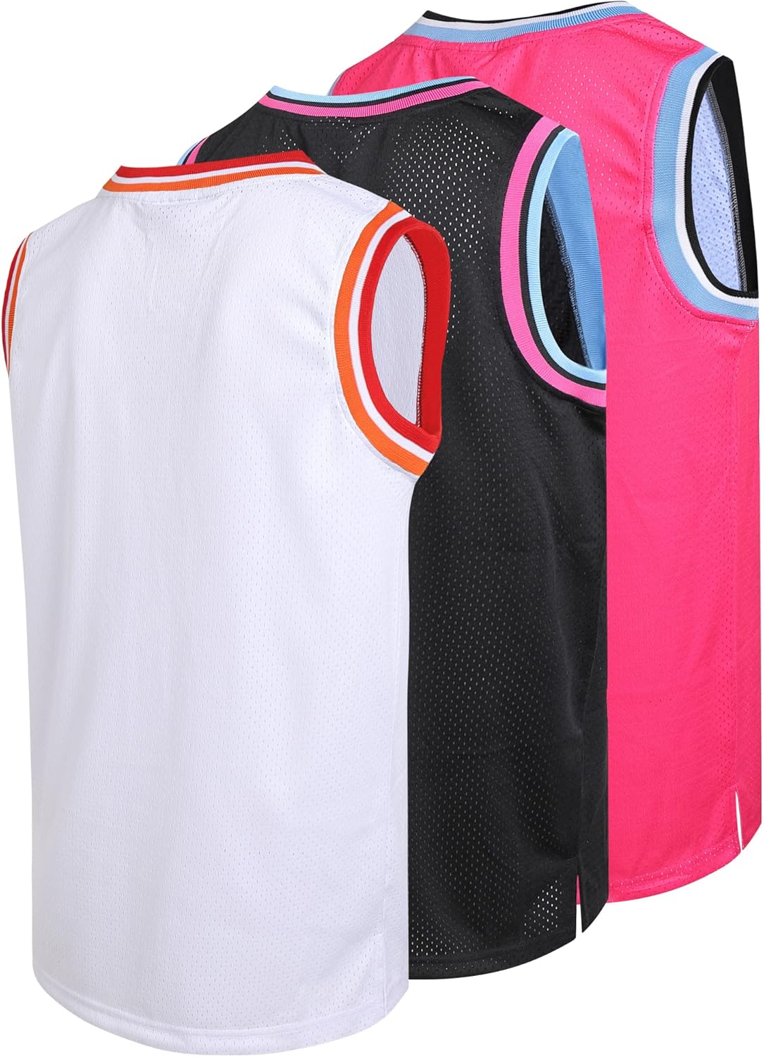3 Pack Men's Blank Basketball Jerseys Mesh Performance Athletic Team Sports Uniforms Bulk Shirts