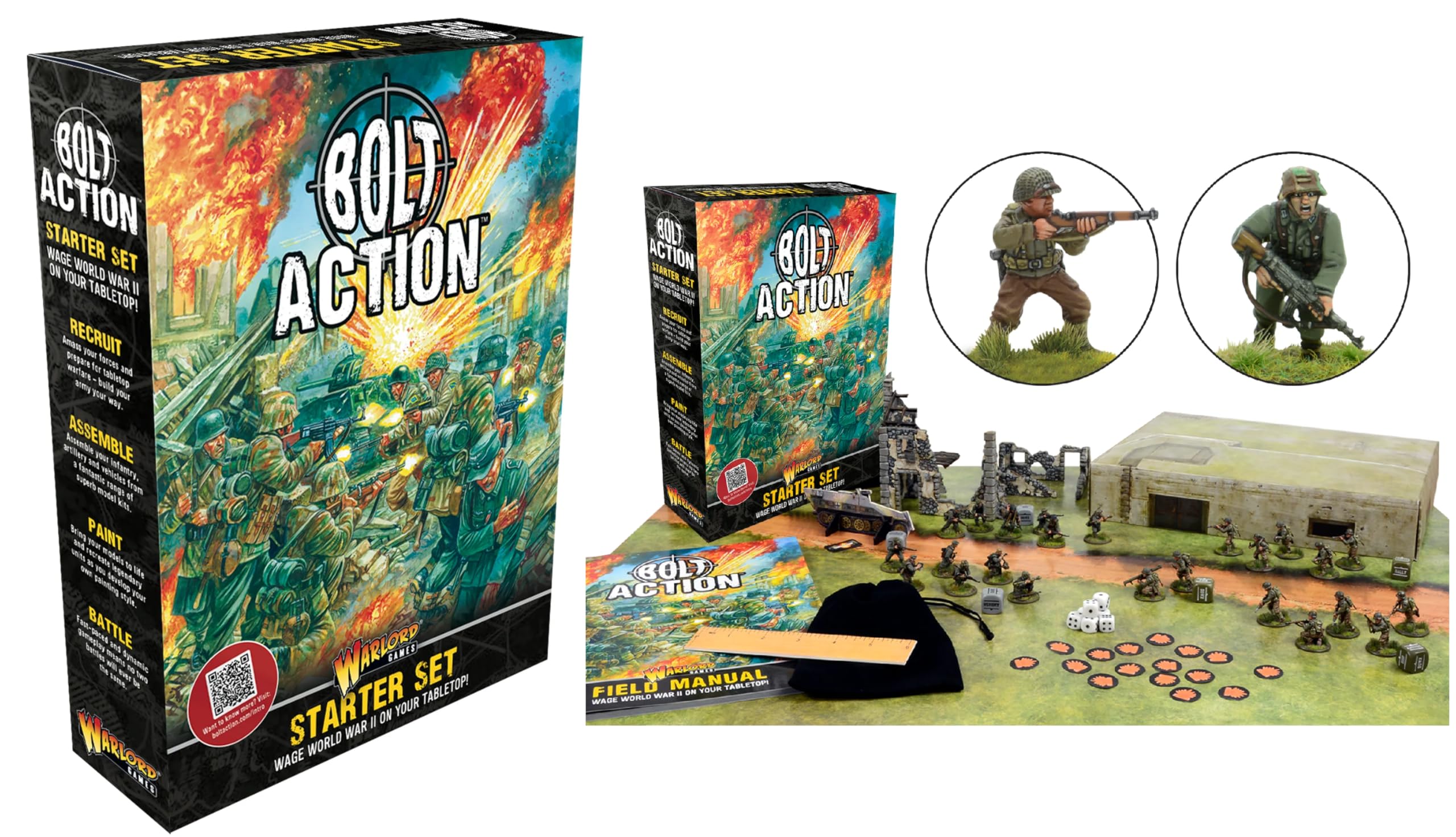 Bolt Action Starter Set - a 28mm World War 2 Strategy Tabletop Battle Game for 2 or more Players Using Miniatures